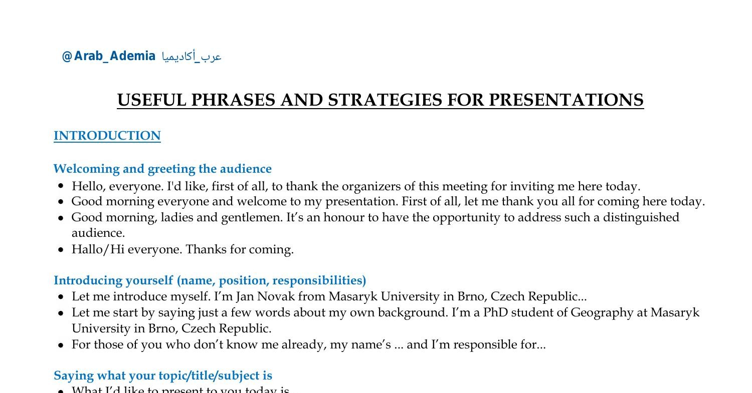 useful phrases for giving presentations