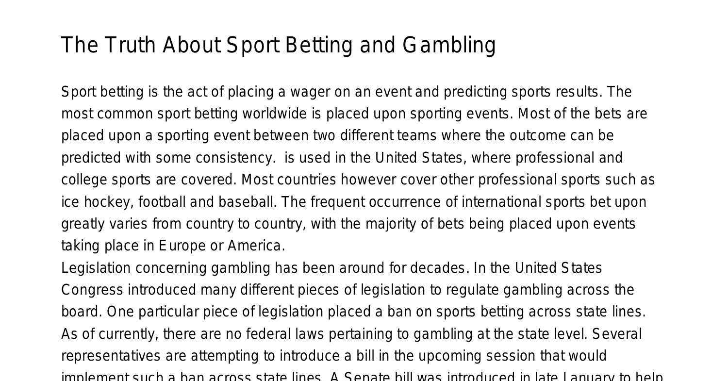 The Truth About Sport Betting and Gamblingdahpg.pdf.pdf DocDroid