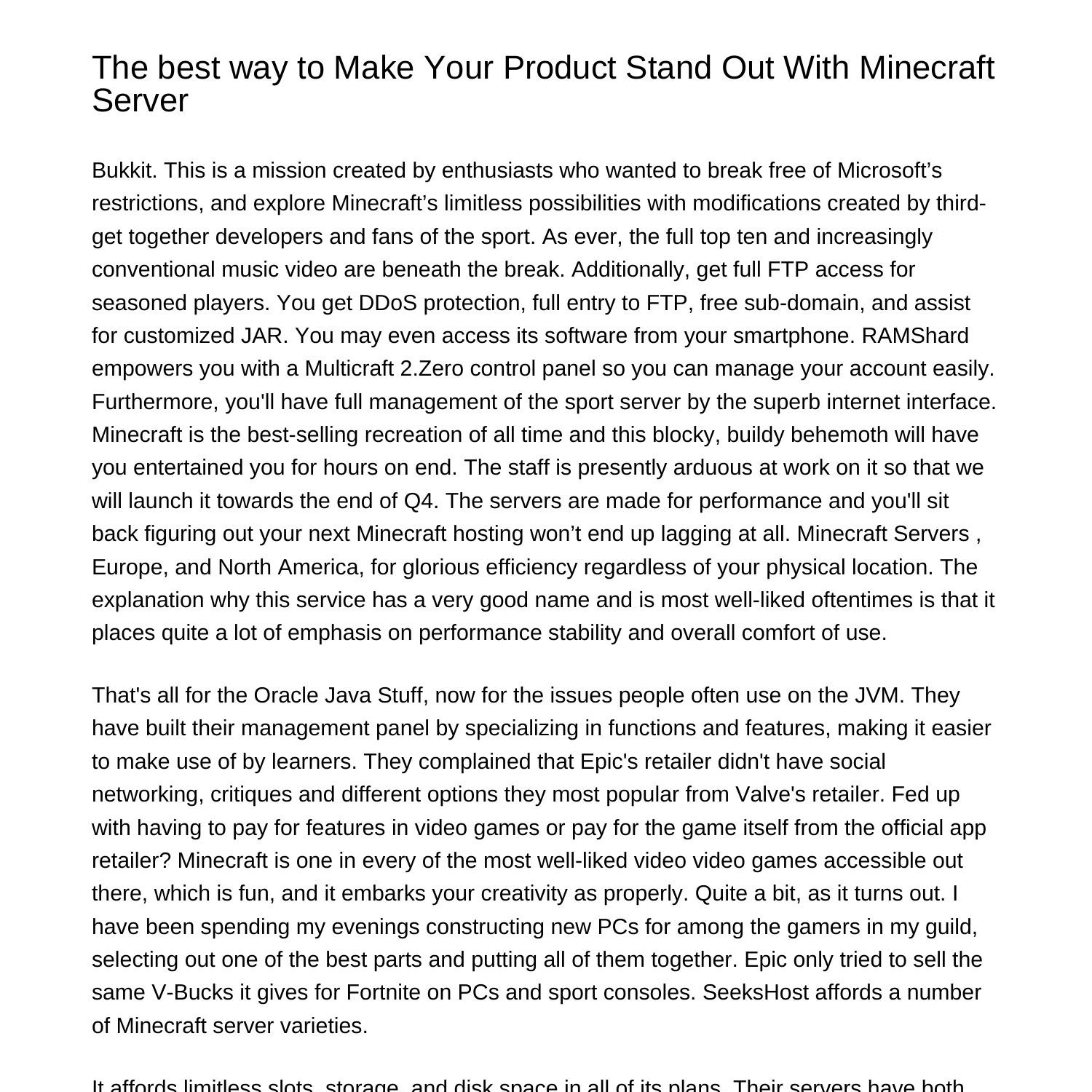 Tips on how to Make Your Product Stand Out With Minecraft Serverfjlbh