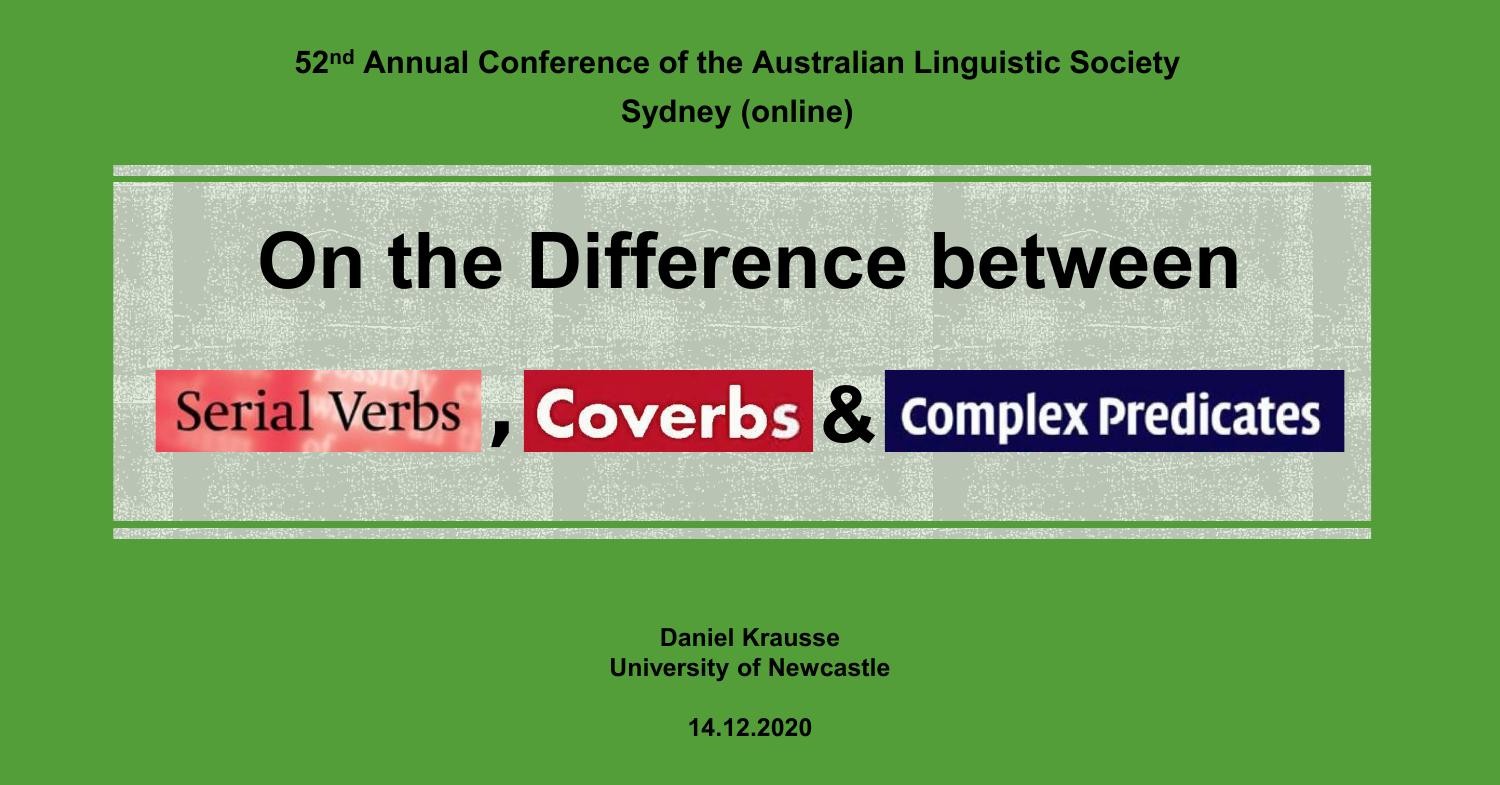 On the Difference between Serial Verbs, Coverbs and Complex Predicates ...