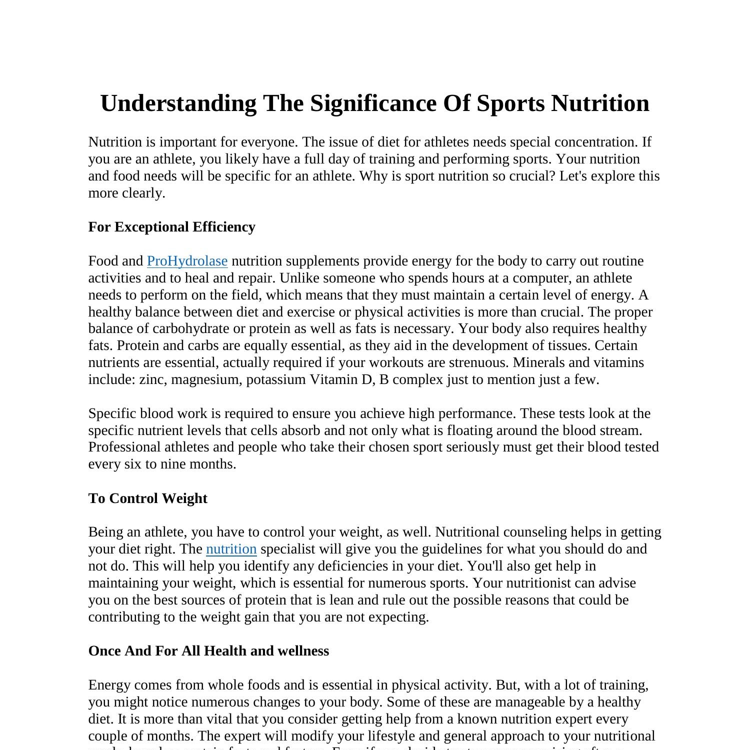 Understanding The Significance Of Sports Nutrition.pdf DocDroid