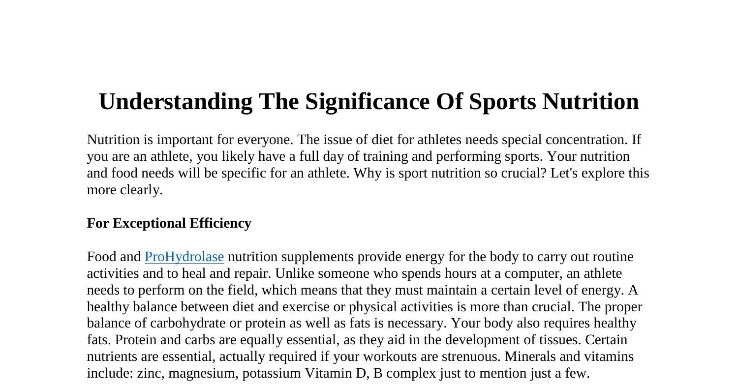 Understanding The Significance Of Sports Nutrition.pdf DocDroid