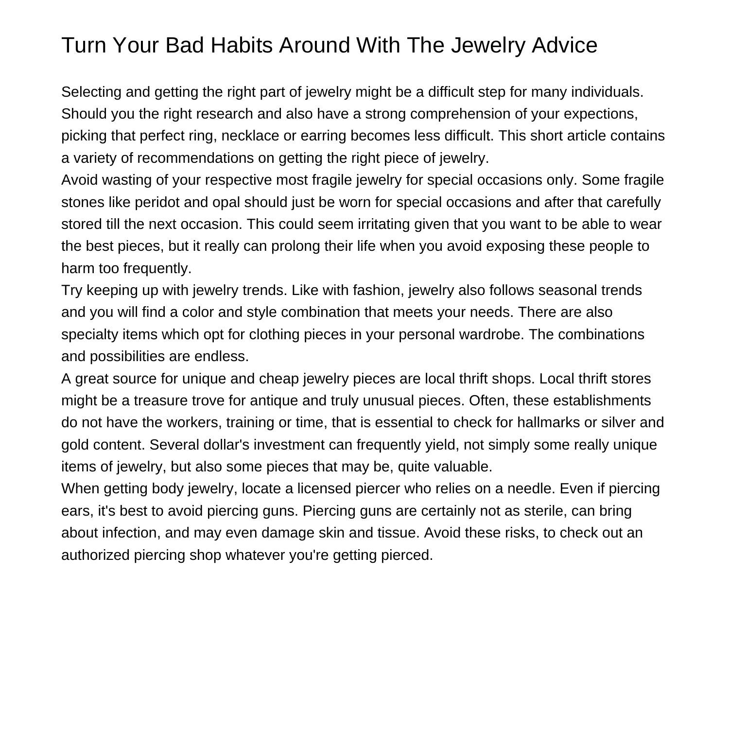 Turn your improper habits around with the jewelry advicedgxjn pdf pdf