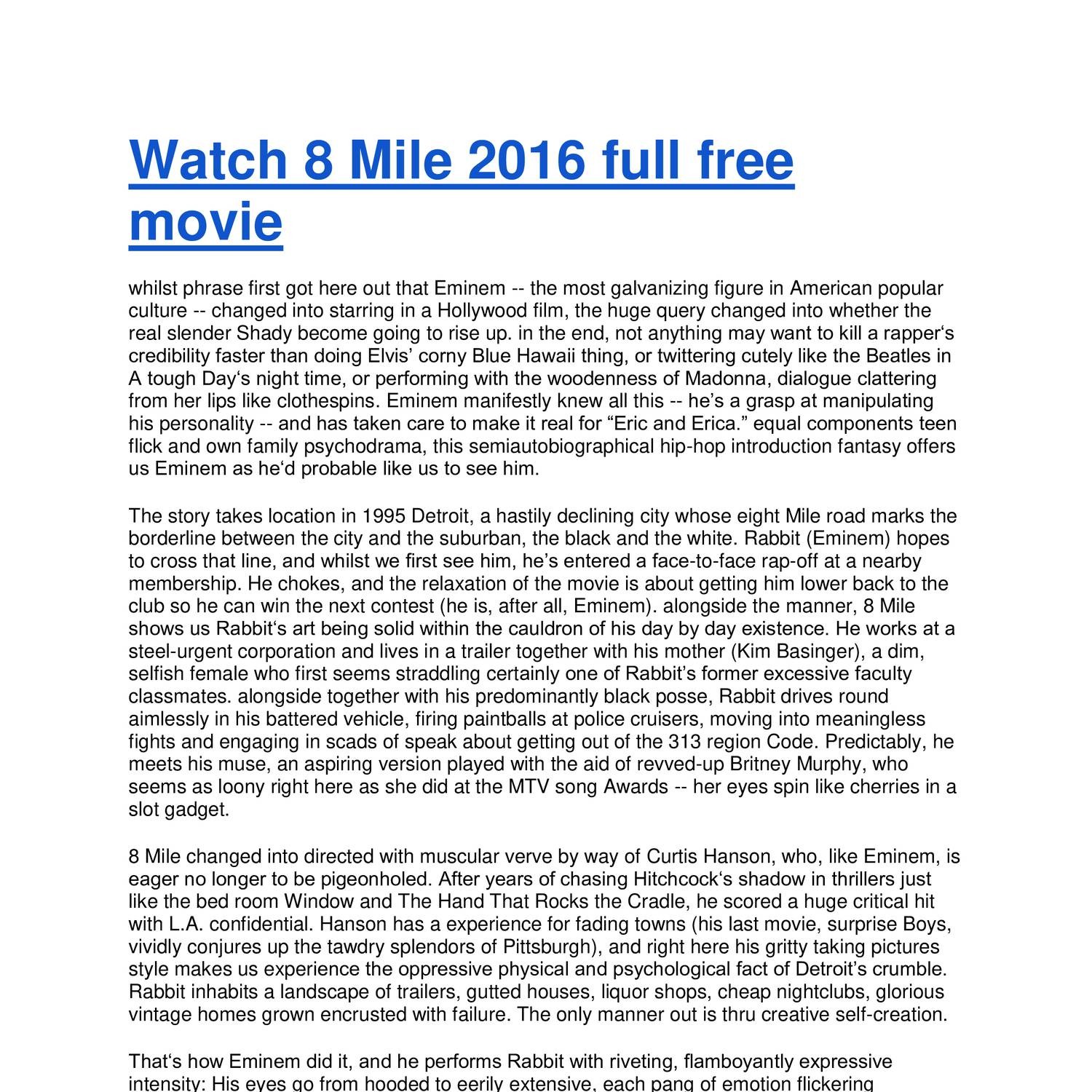 Watch 8 Mile 2016 Full Free Movie Pdf Docdroid