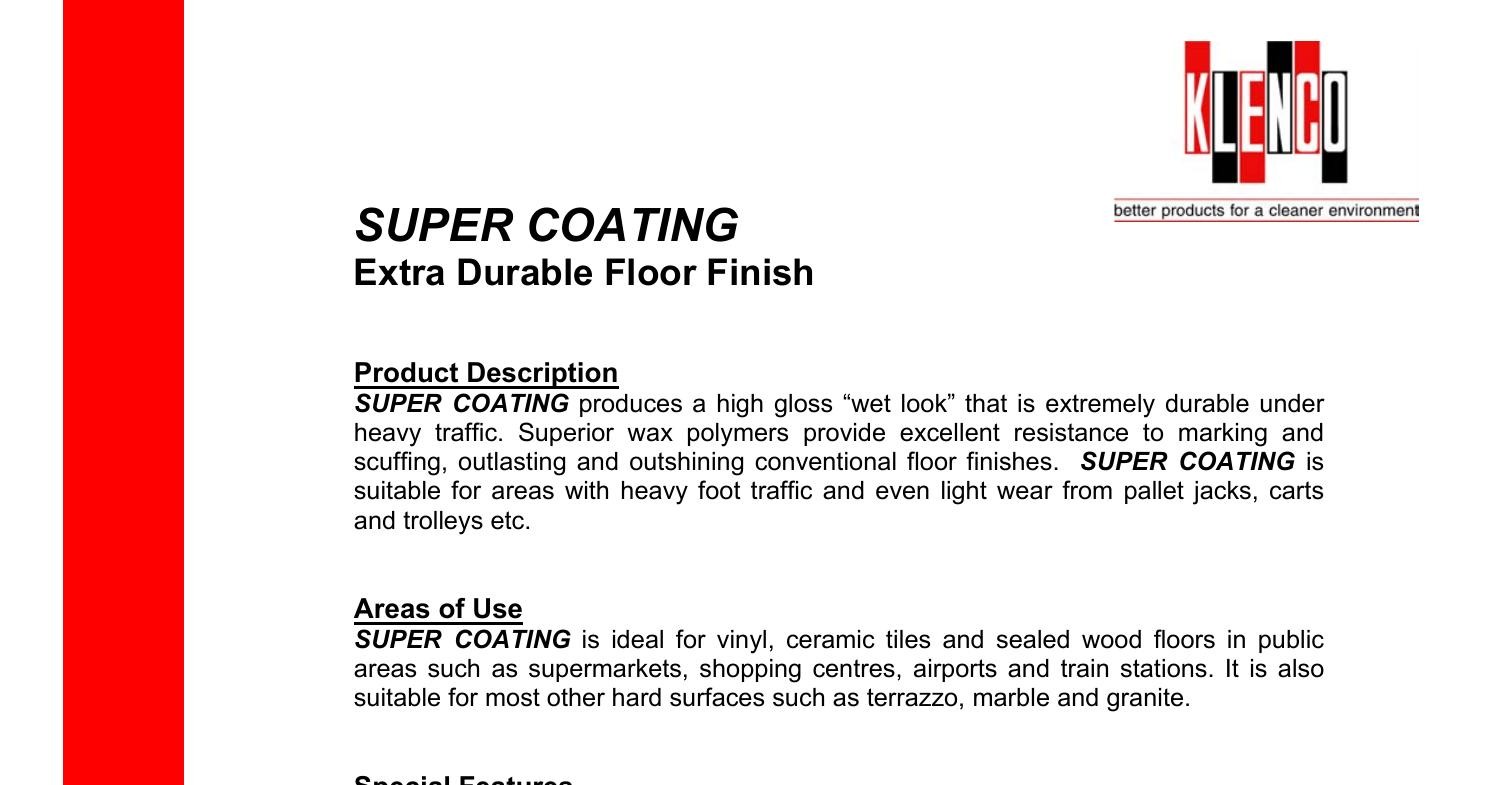 SUPER COATING - Extra Durable Floor Finish.pdf | DocDroid