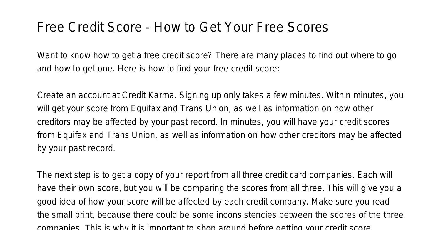Free Credit Score How To Get Your Free Scoresmnzto pdf pdf DocDroid