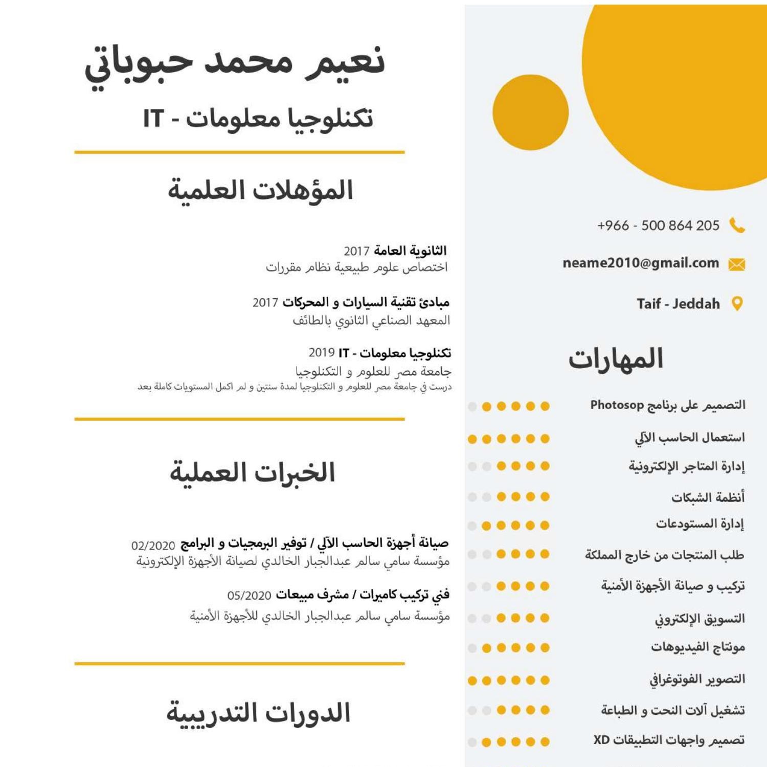 Simple Arabic Cv Template Word Free Download