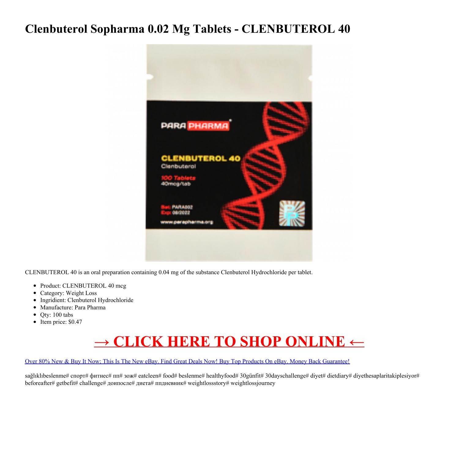 Clenbuterol Sopharma 0 02 Mg Tablets pdf DocDroid