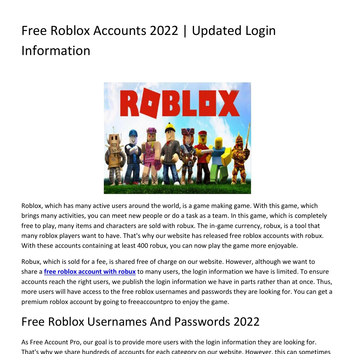 For Free account - Free roblox Account Official