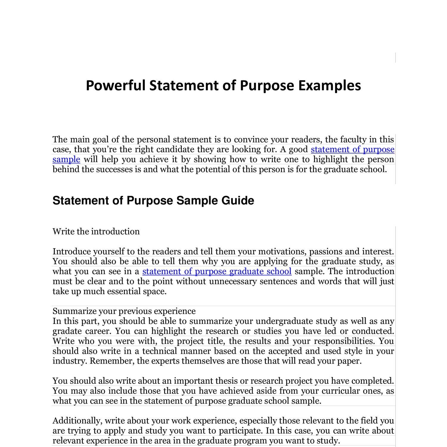 introduction statement of purpose