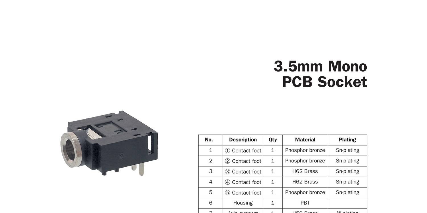 Jw Pj 307 3 35mm Mono Pcb Socket Pdf Docdroid