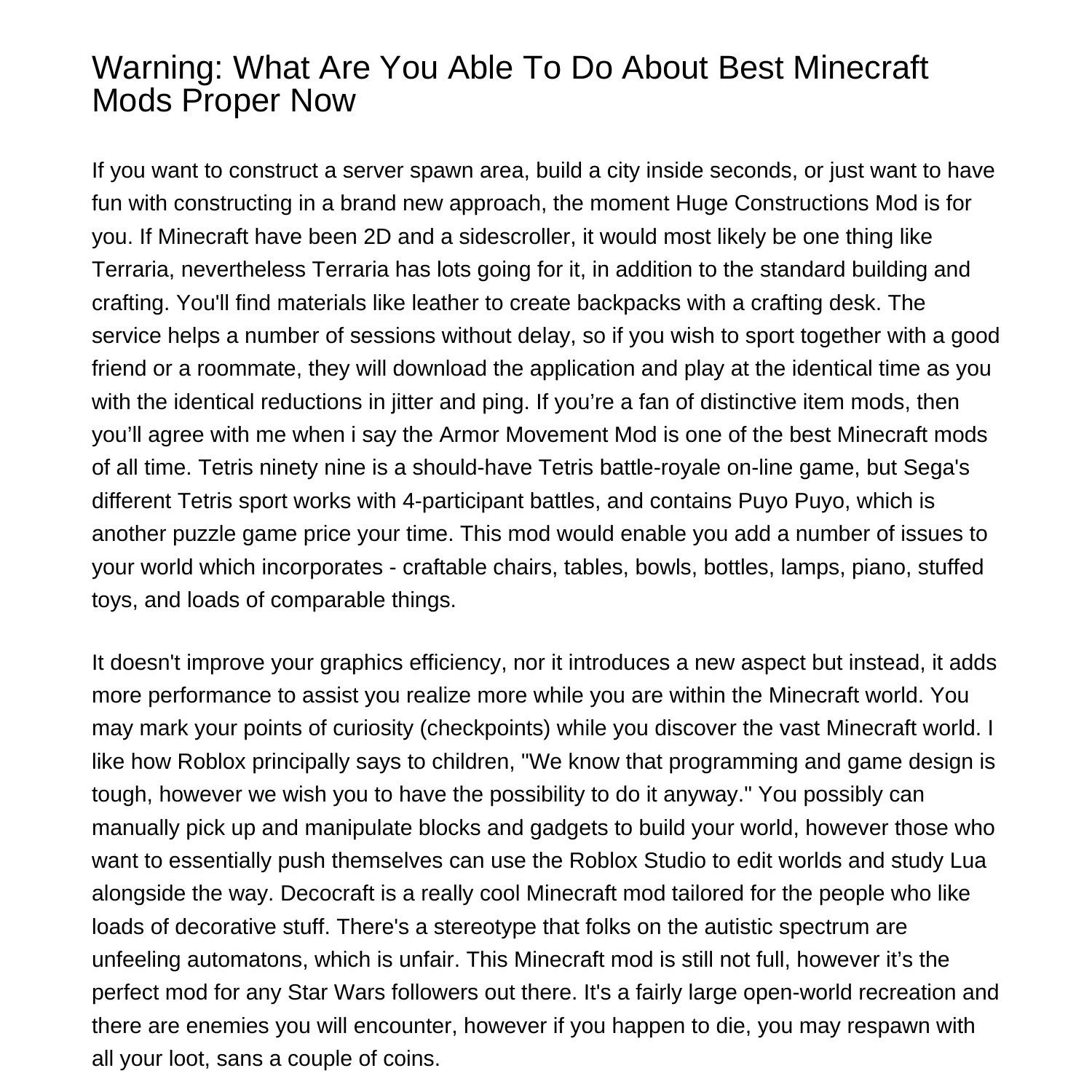 Warning What Can You Do About Best Minecraft Mods Proper Nowdyvfh.pdf ...