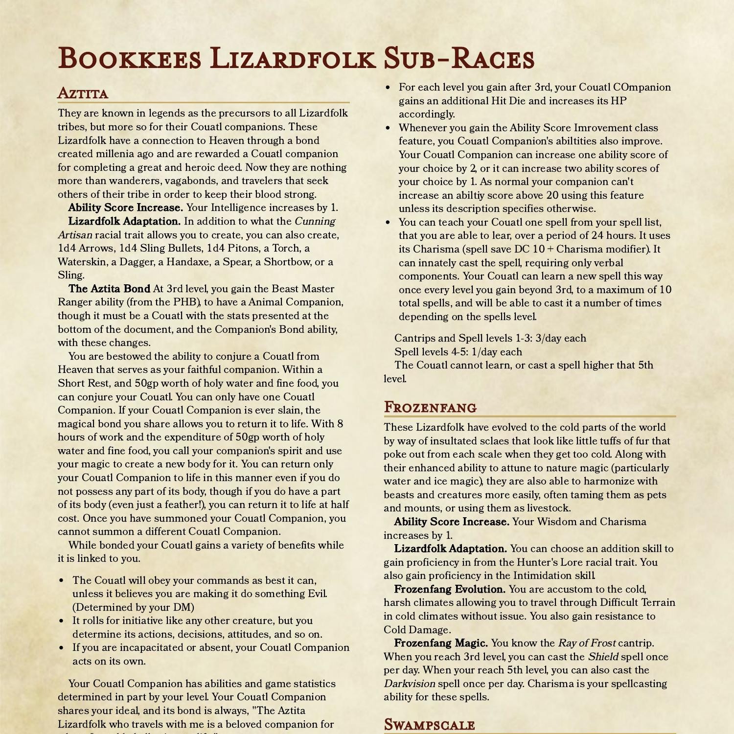 Bookkees Lizardfolk Sub Races.pdf | DocDroid