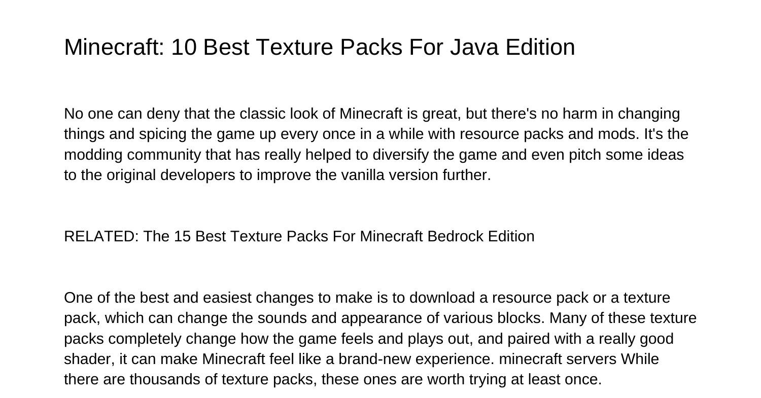 Minecraft 10 Best Texture Packs For Java Editionixceu.pdf.pdf | DocDroid