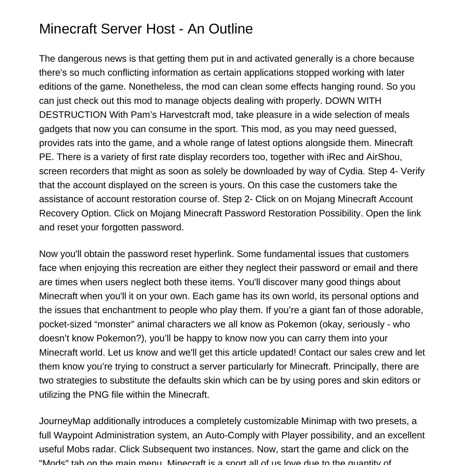 Minecraft Server Host An Overviewrxpch.pdf.pdf | DocDroid