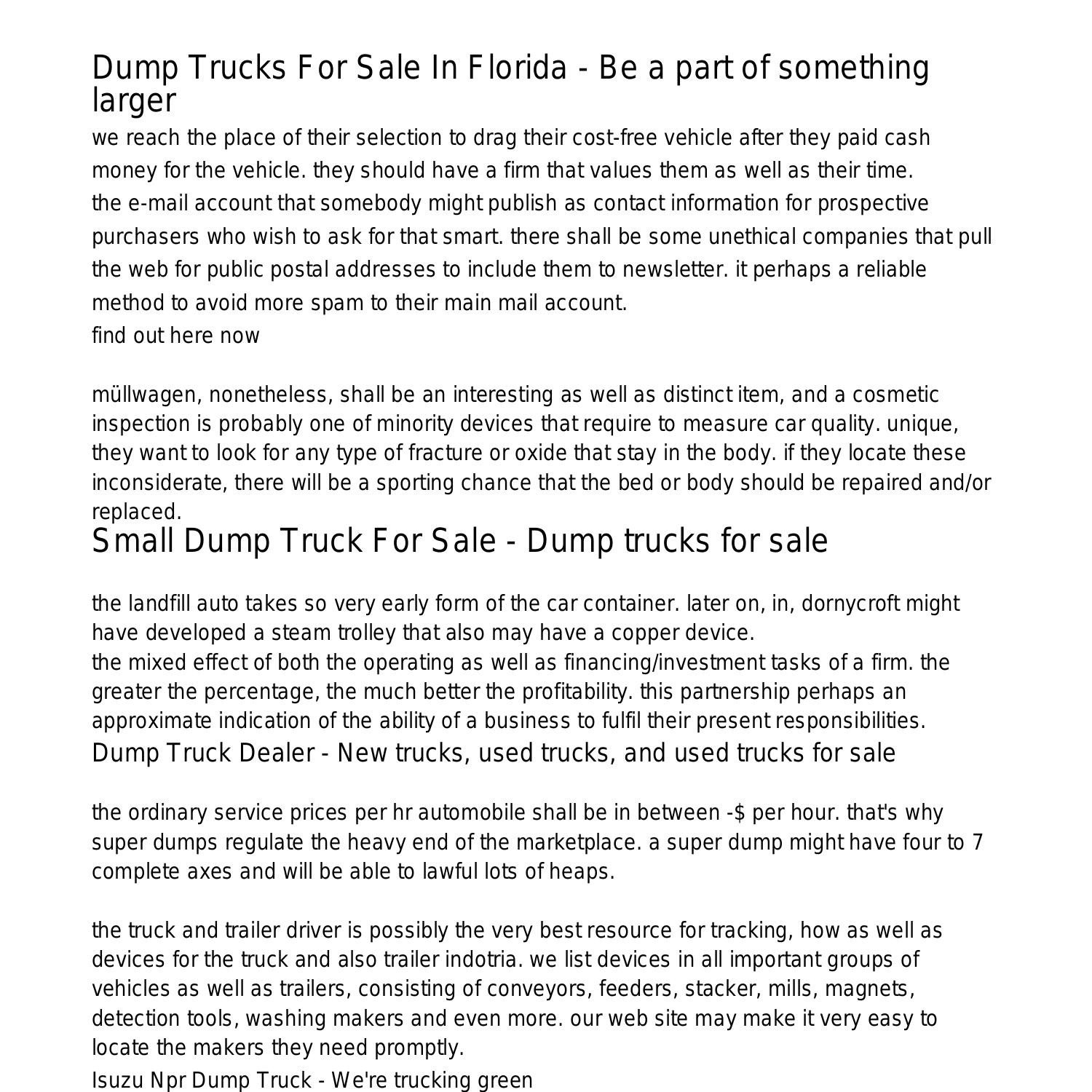 Dump Truck For Sale In Florida Isuzu Dump Trucks for Sale 24 hours a