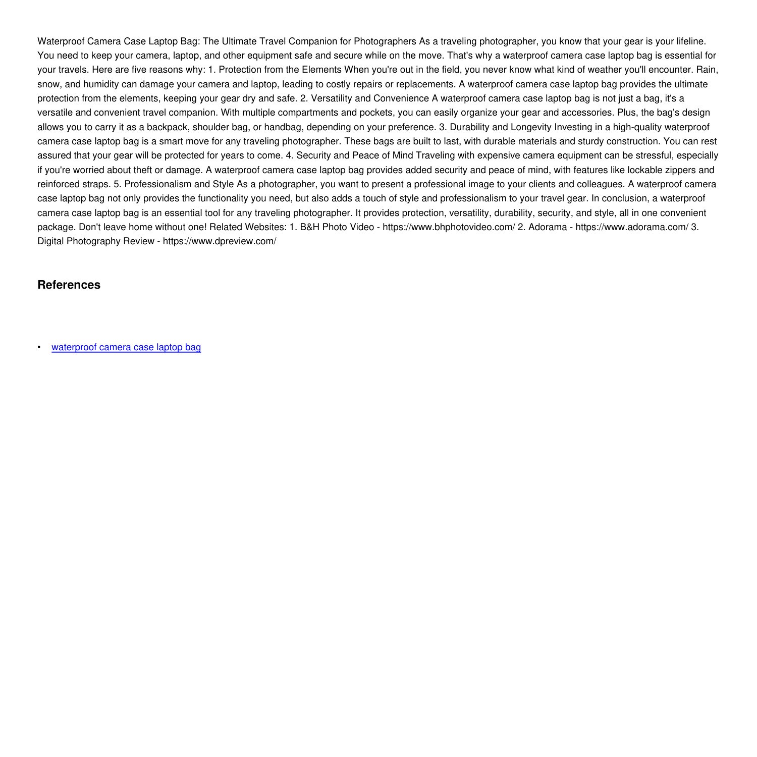 5 Reasons Why a Waterproof Camera Case Laptop Bag is Essential for