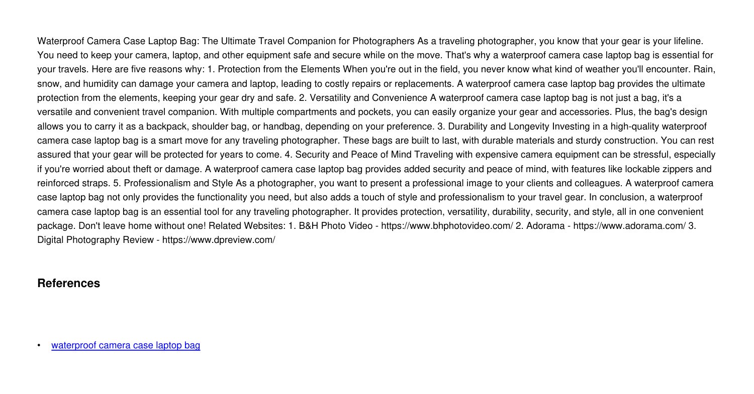 5 Reasons Why a Waterproof Camera Case Laptop Bag is Essential for