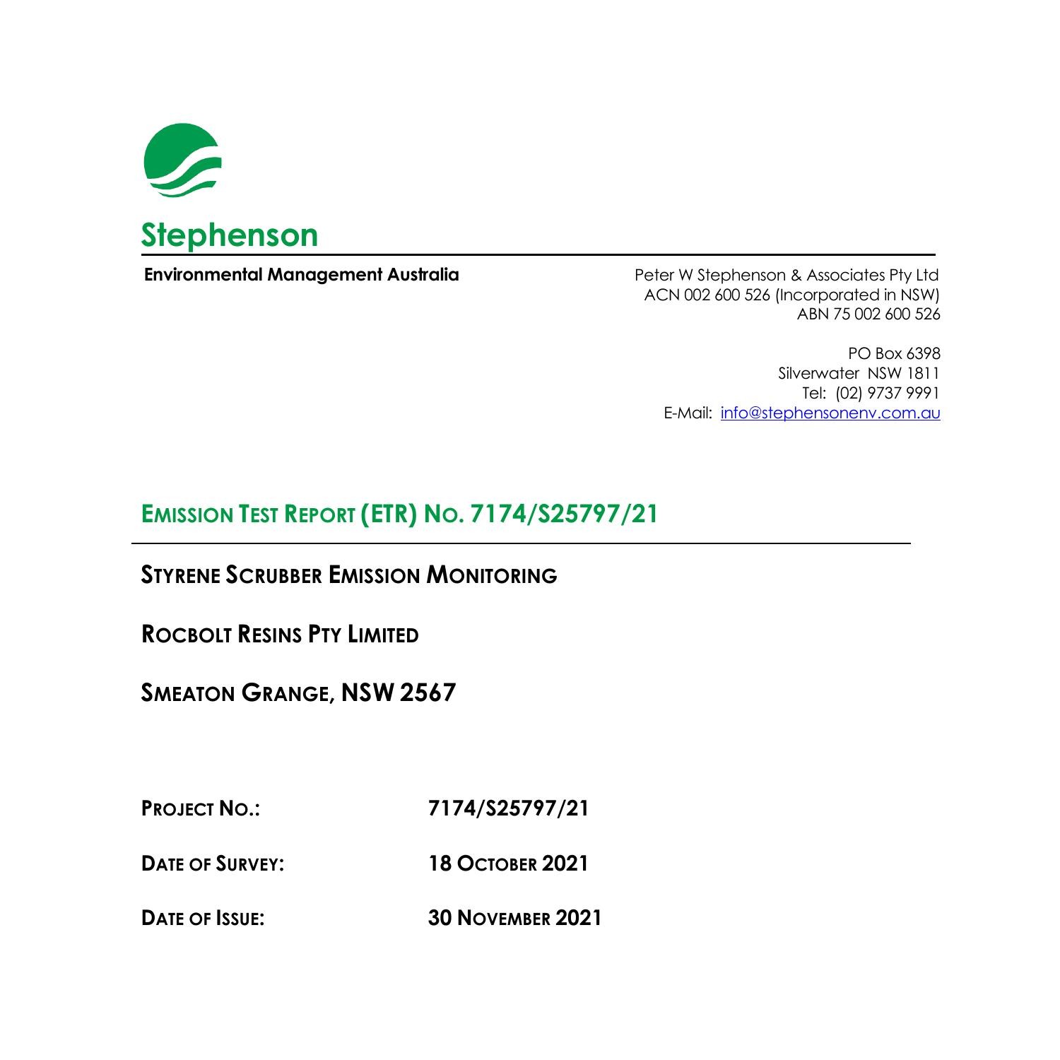 7174 Rocbolt Resins Styrene Scrubber Monitoring Test Report October ...
