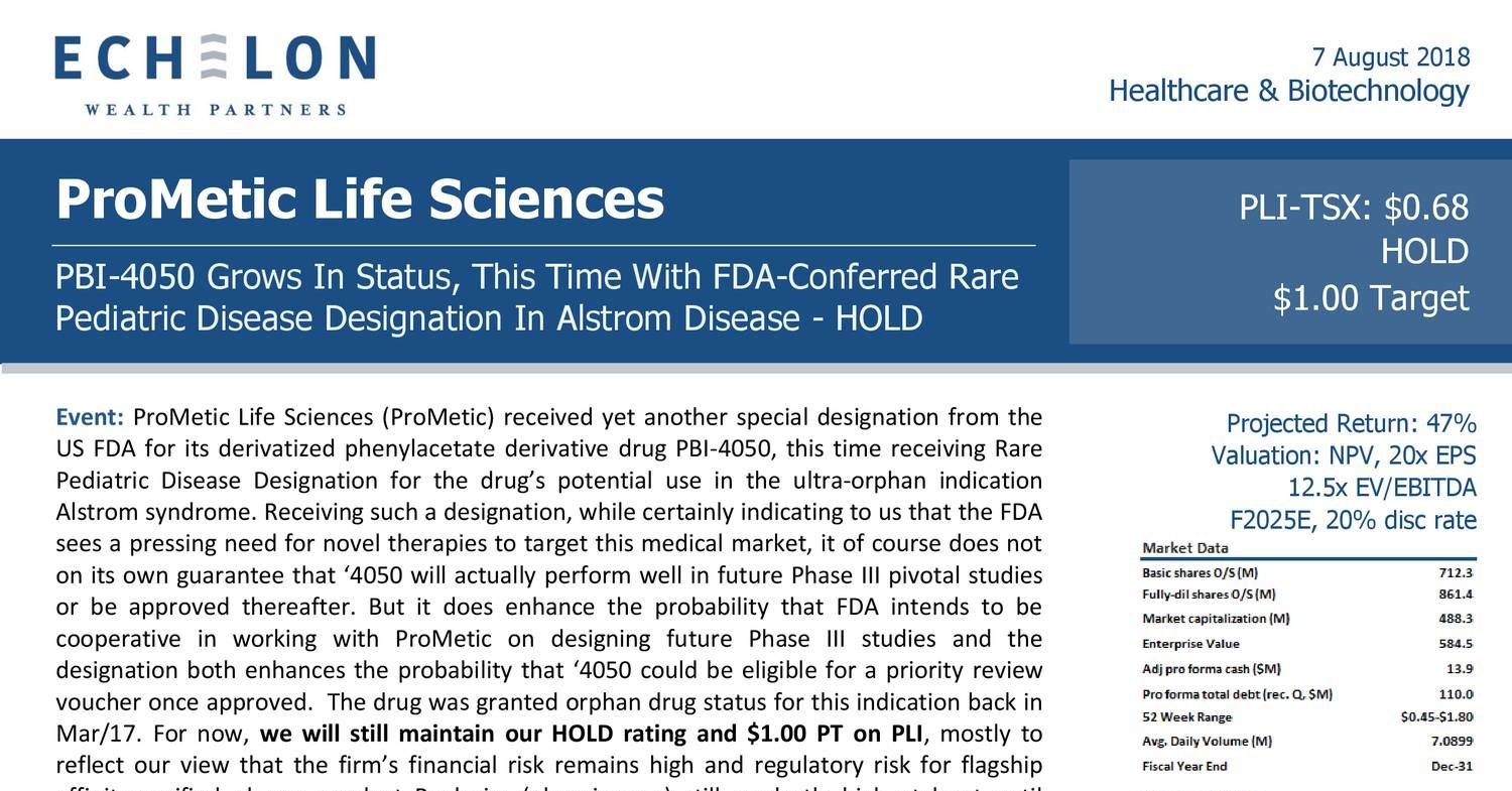 ProMetic Life Sciences Inc. - Echelon Wealth Partners.pdf | DocDroid
