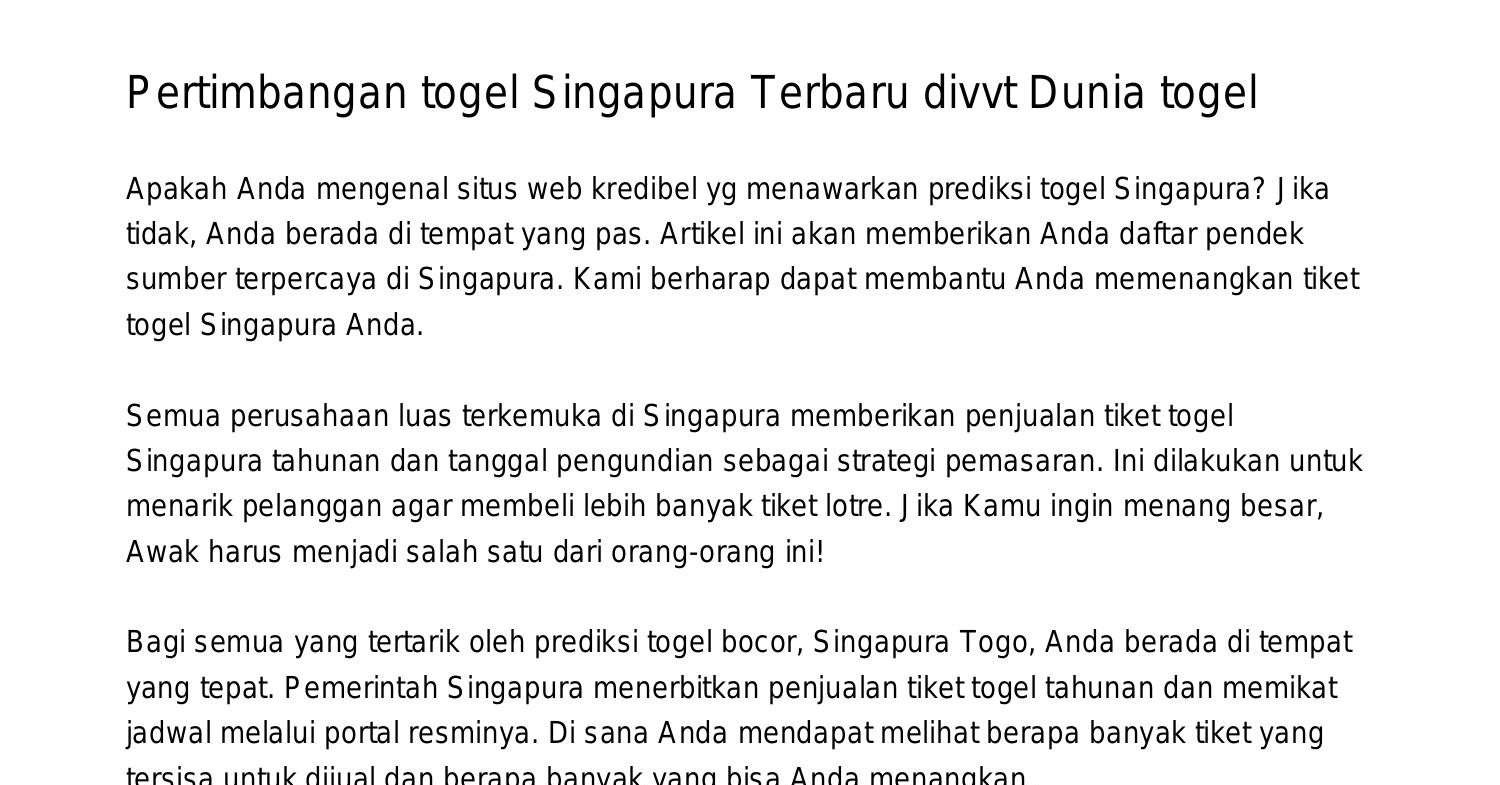 Pertimbangan Togel Singapura Terbaru Divvt Dunia Togelxldkd.pdf.pdf |  Docdroid