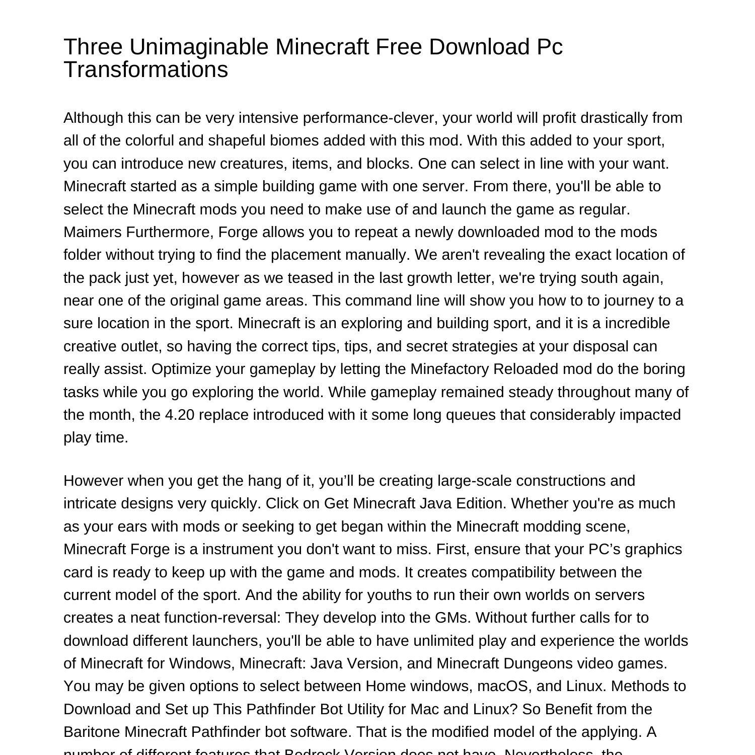 3 Unbelievable Minecraft Free Download Pc Transformationsgxqfj.pdf.pdf ...