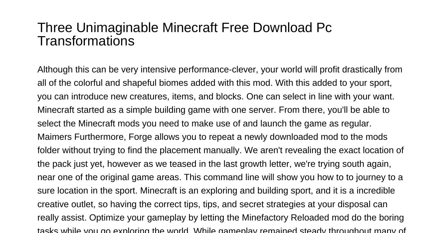 3 unbelievable minecraft free download pc transformationsgxqfj pdf pdf