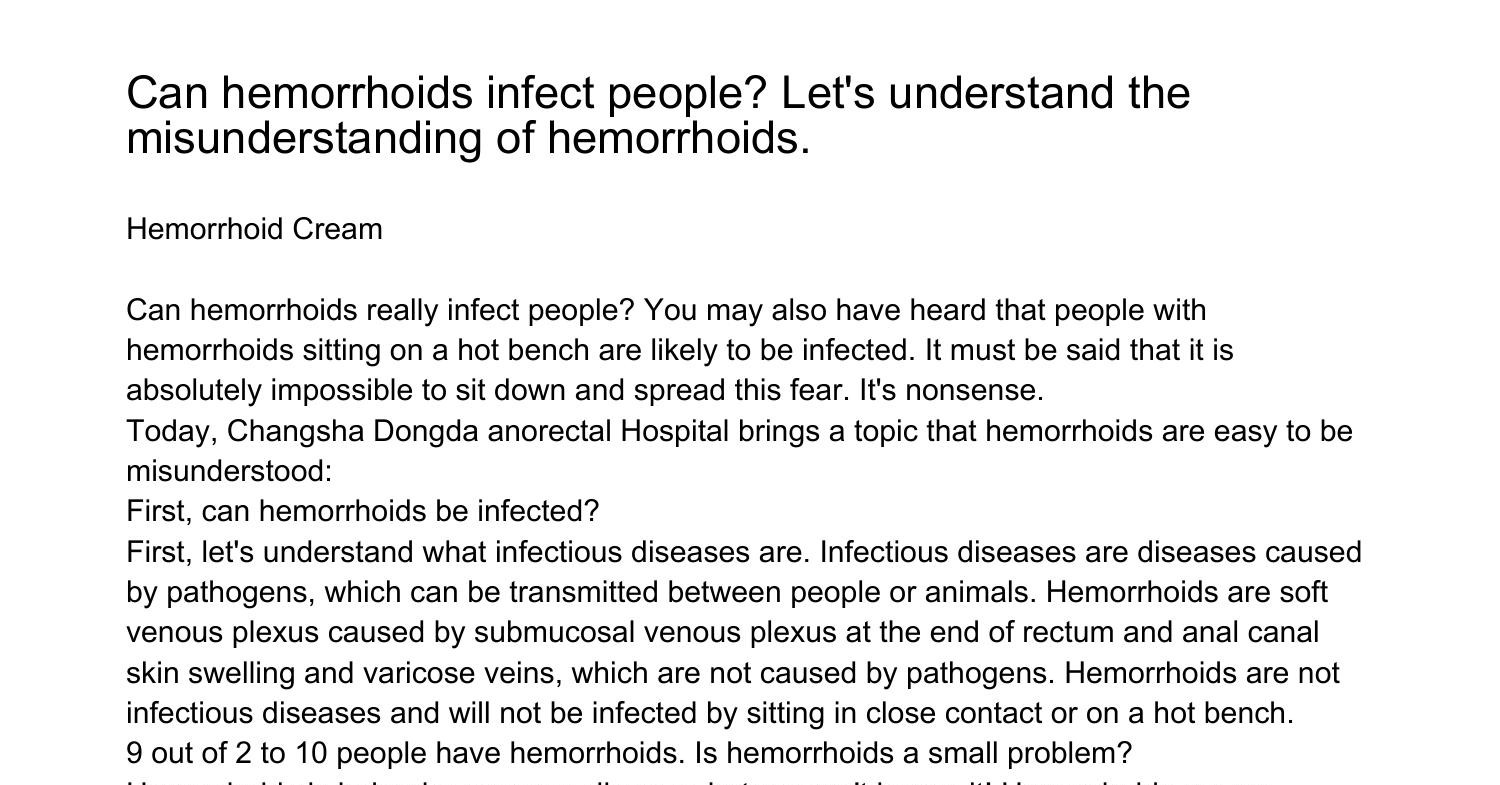 Can Hemorrhoids Infect People Lets Understand The Misunderstanding Of