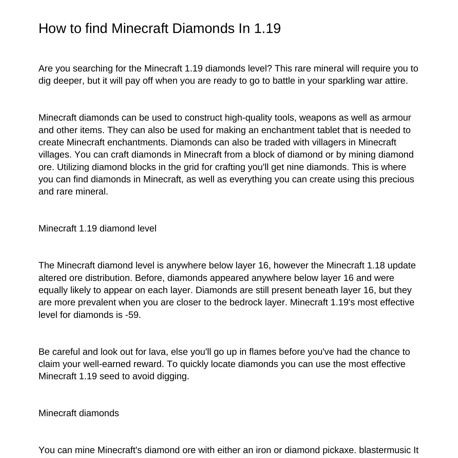 How to find Minecraft Diamonds In 119ylaea.pdf.pdf | DocDroid