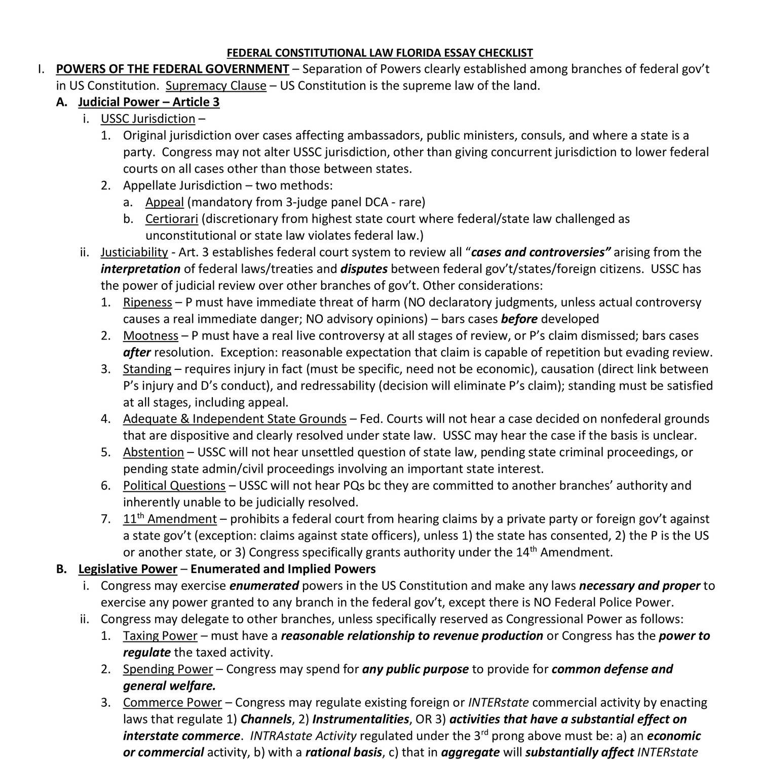 FEDERALCONSTITUTIONALLAWFLORIDAESSAYCHECKLIST.docx DocDroid