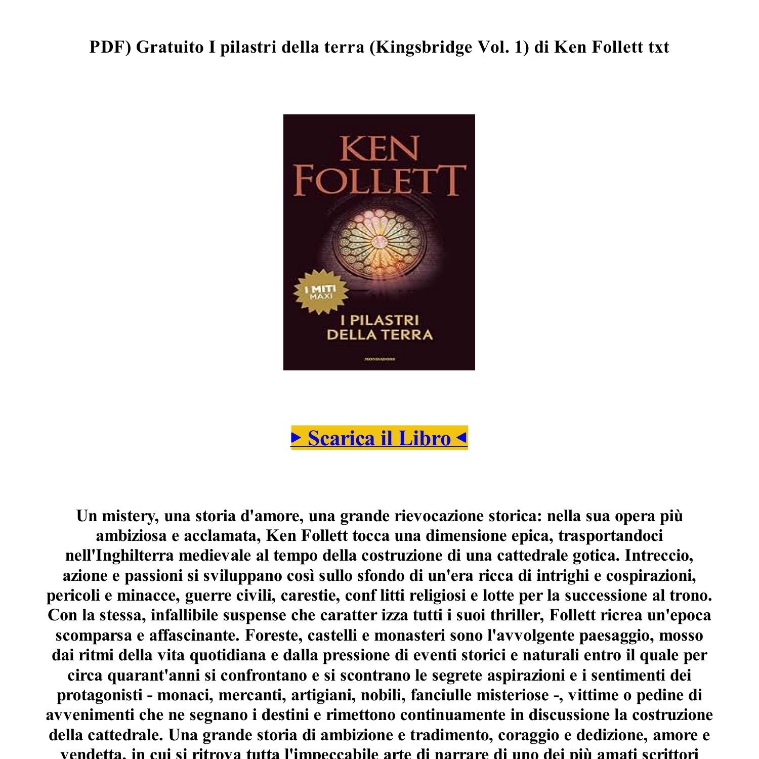 mobi) (Gratuito) I pilastri della terra (Kingsbridge Vol. 1) di Ken Follett  [LIBRO] (M3IFX).pdf