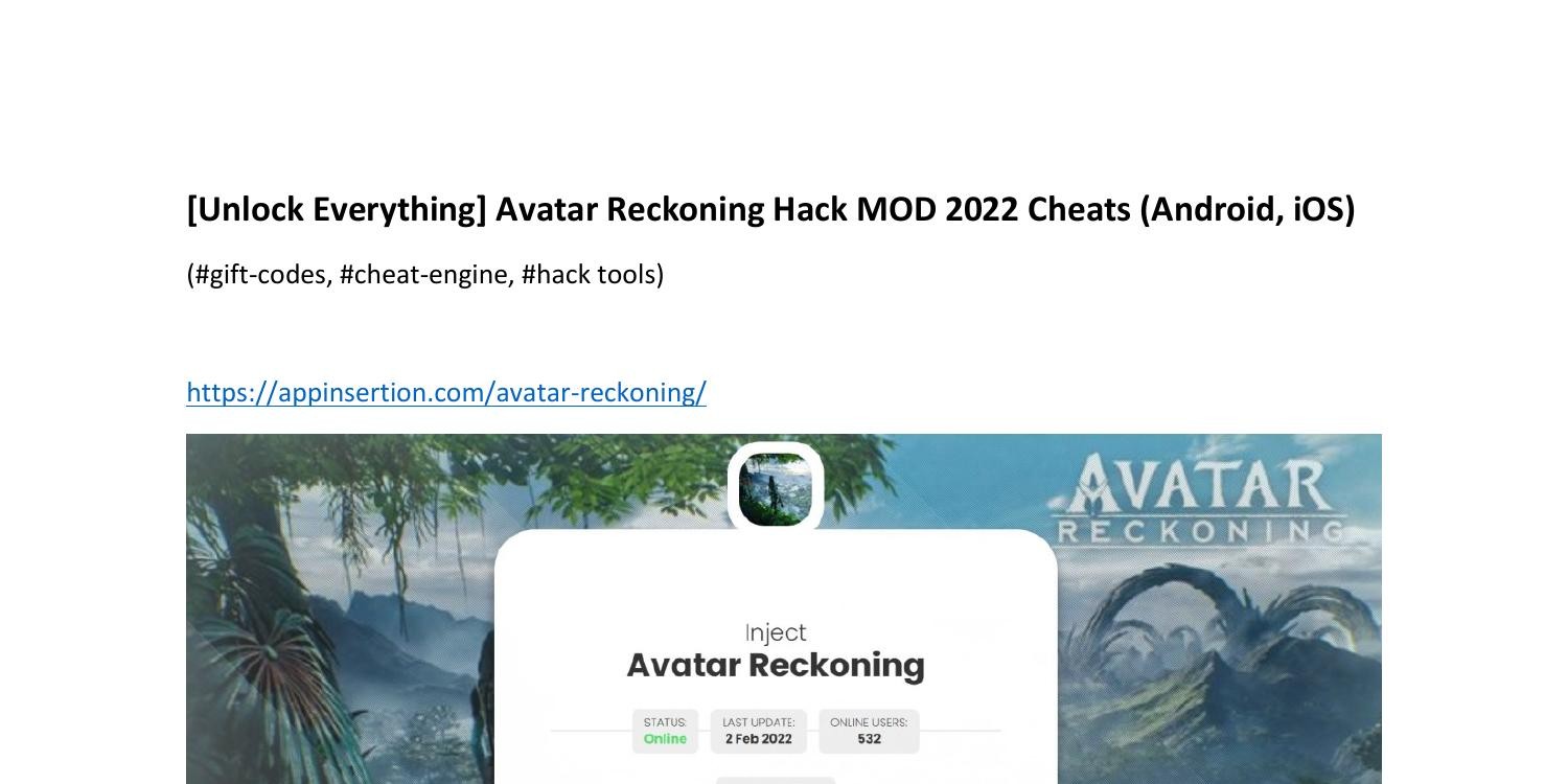 Calaméo  Unlock Everything Avatar Reckoning Hack Mod 2022 Cheats  Android I Os