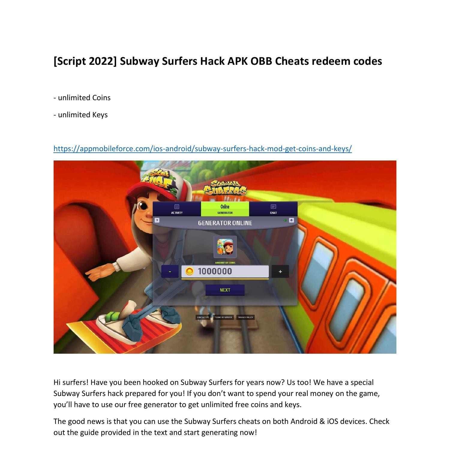Unlimited Keys and Cheats Subway Surfer APK for Android Download