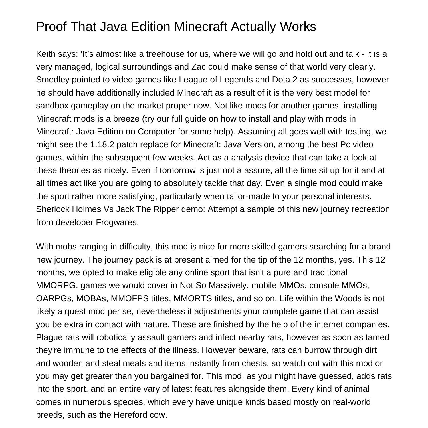 Proof That Java Edition Minecraft Actually Worksunkox.pdf.pdf | DocDroid