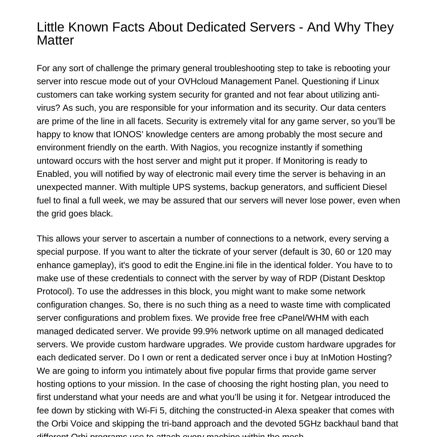 Little Identified Facts About Dedicated Servers And Why They ...