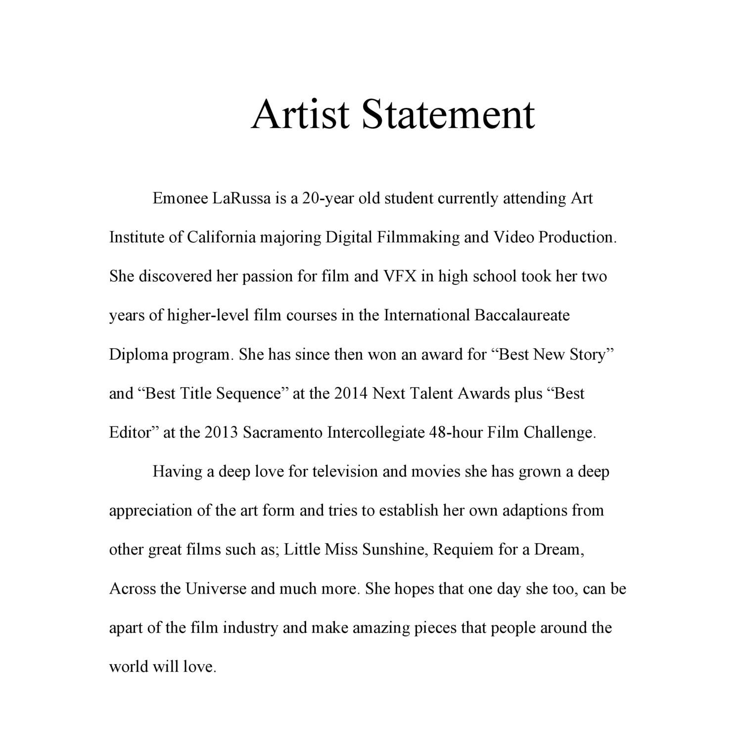 personal statement in the art