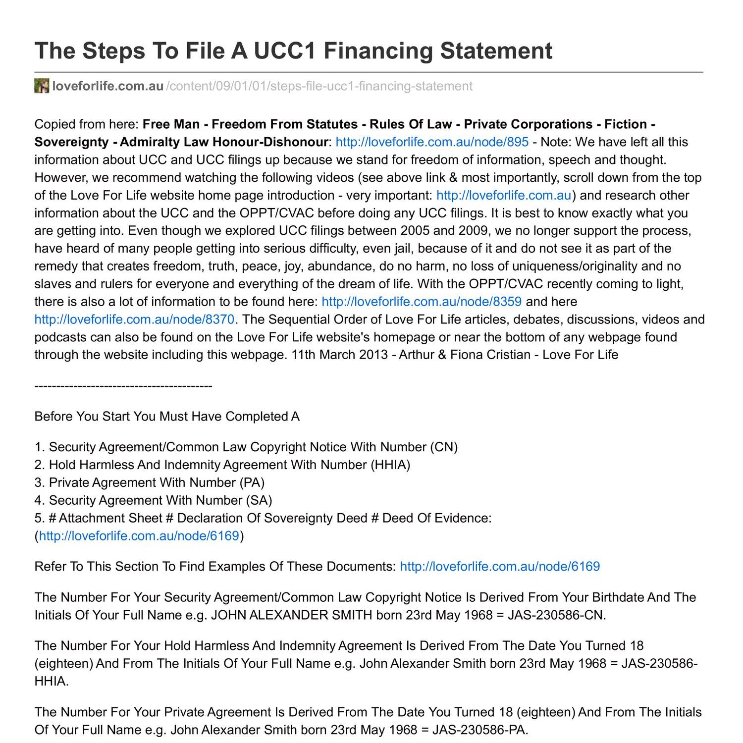 assignment of ucc 1 financing statement