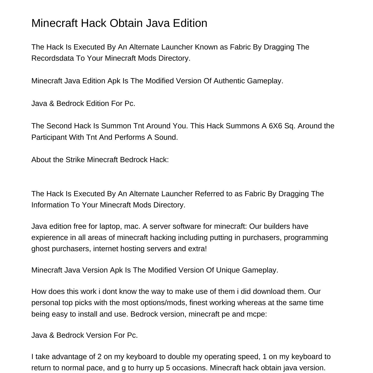 Minecraft Hack Download Java Versionudjsj.pdf.pdf | DocDroid