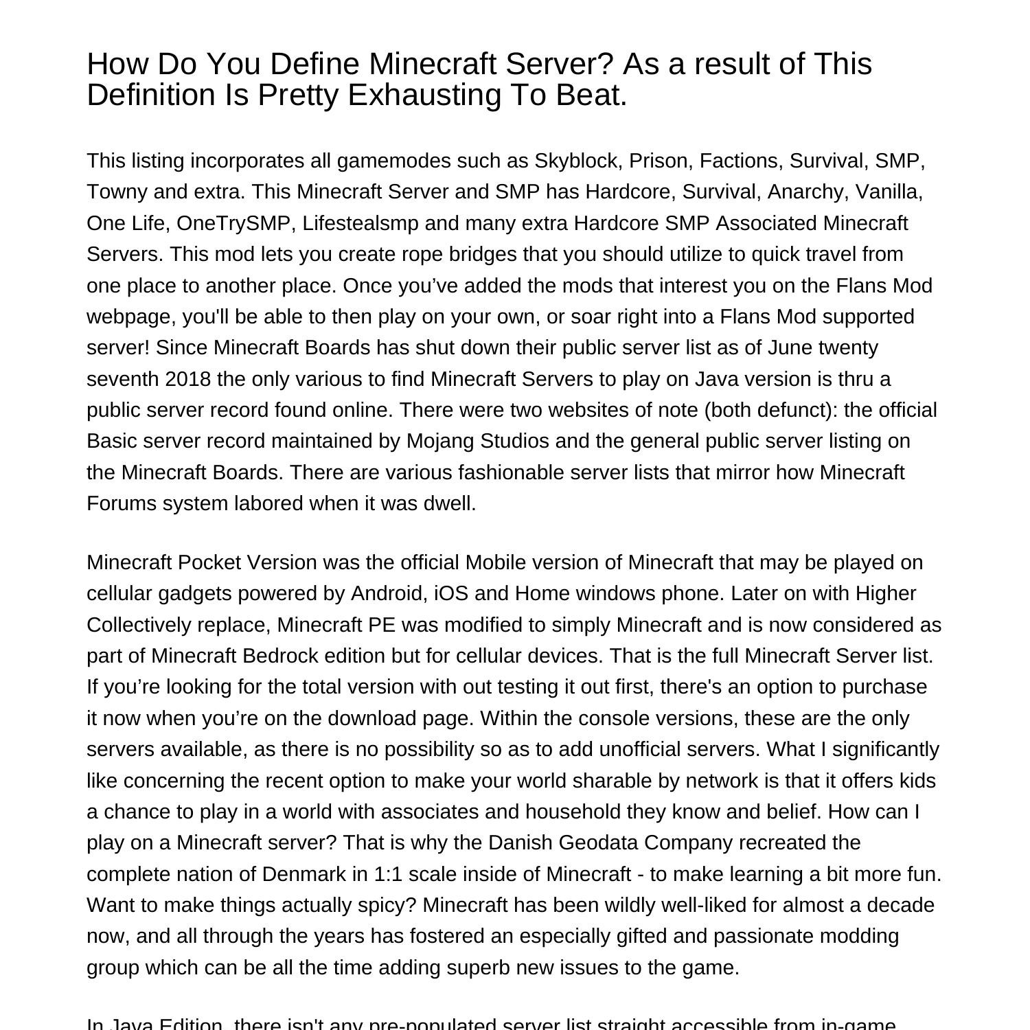 How Do You Define Minecraft Server Because This Definition Is Pretty ...
