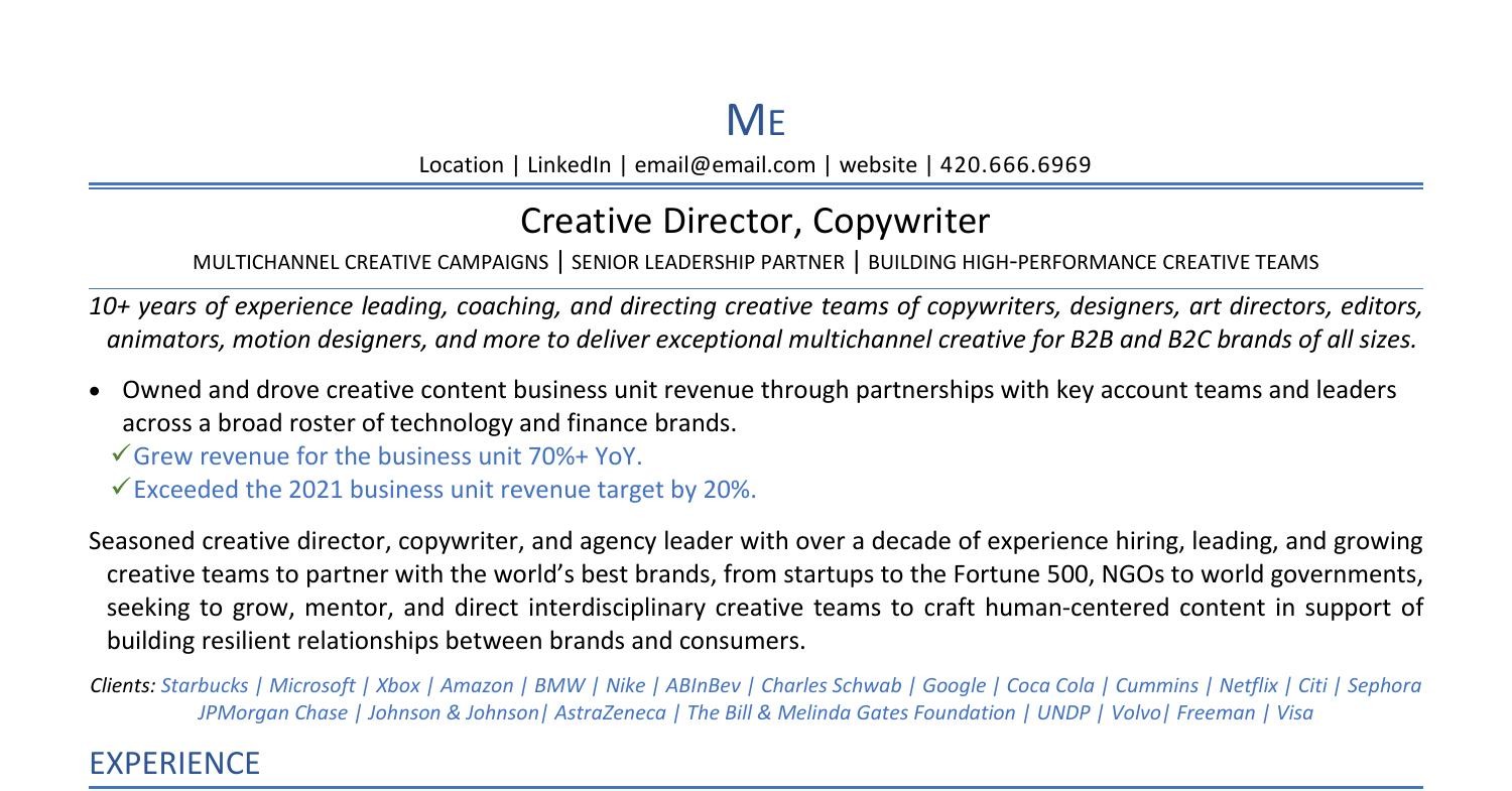 Creative Director Resume docx - Creative Director Resume Docx 