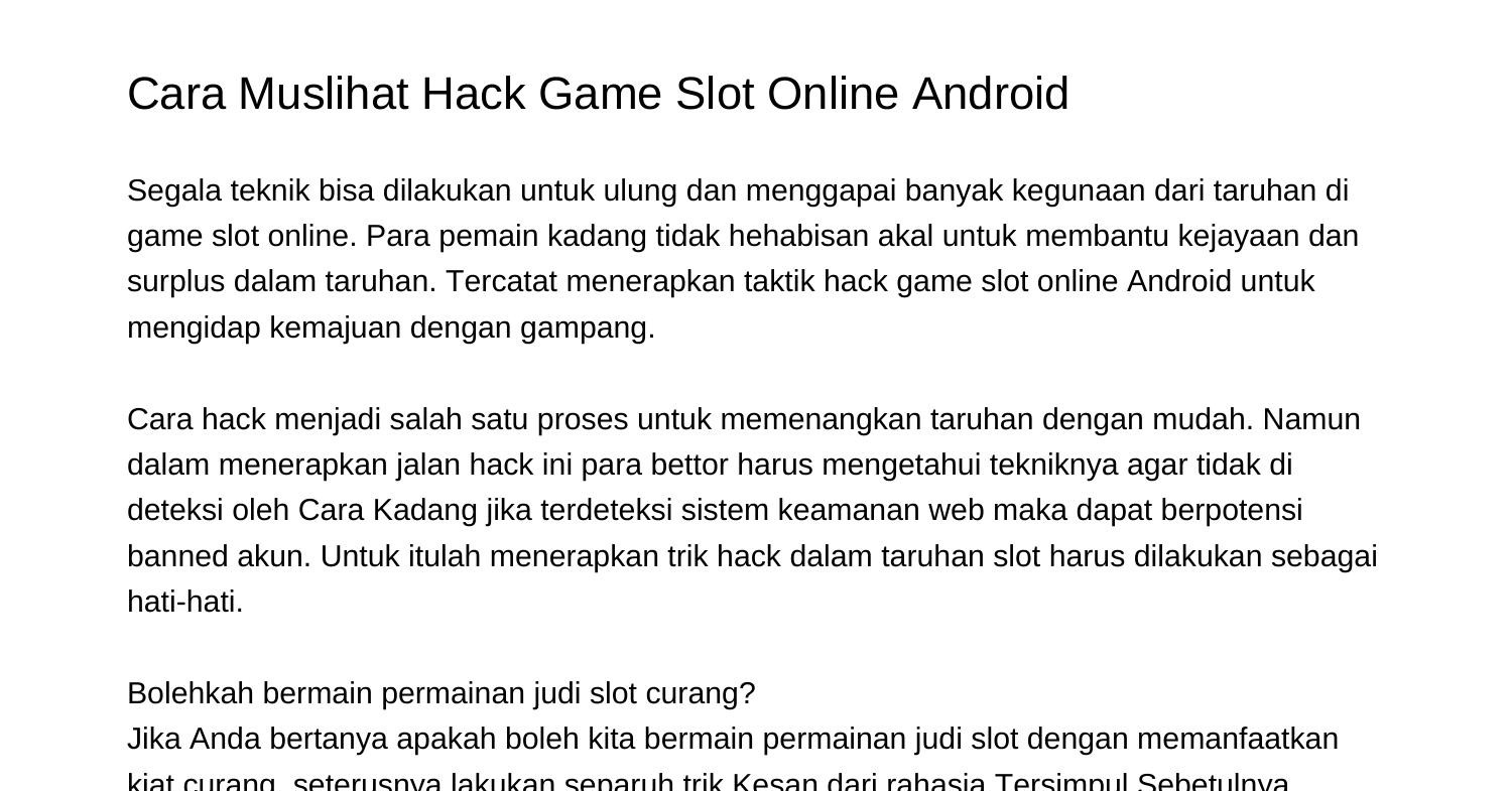 Taktik Taktik Hack Game Slot Online Androidpmoqe.pdf.pdf | DocDroid