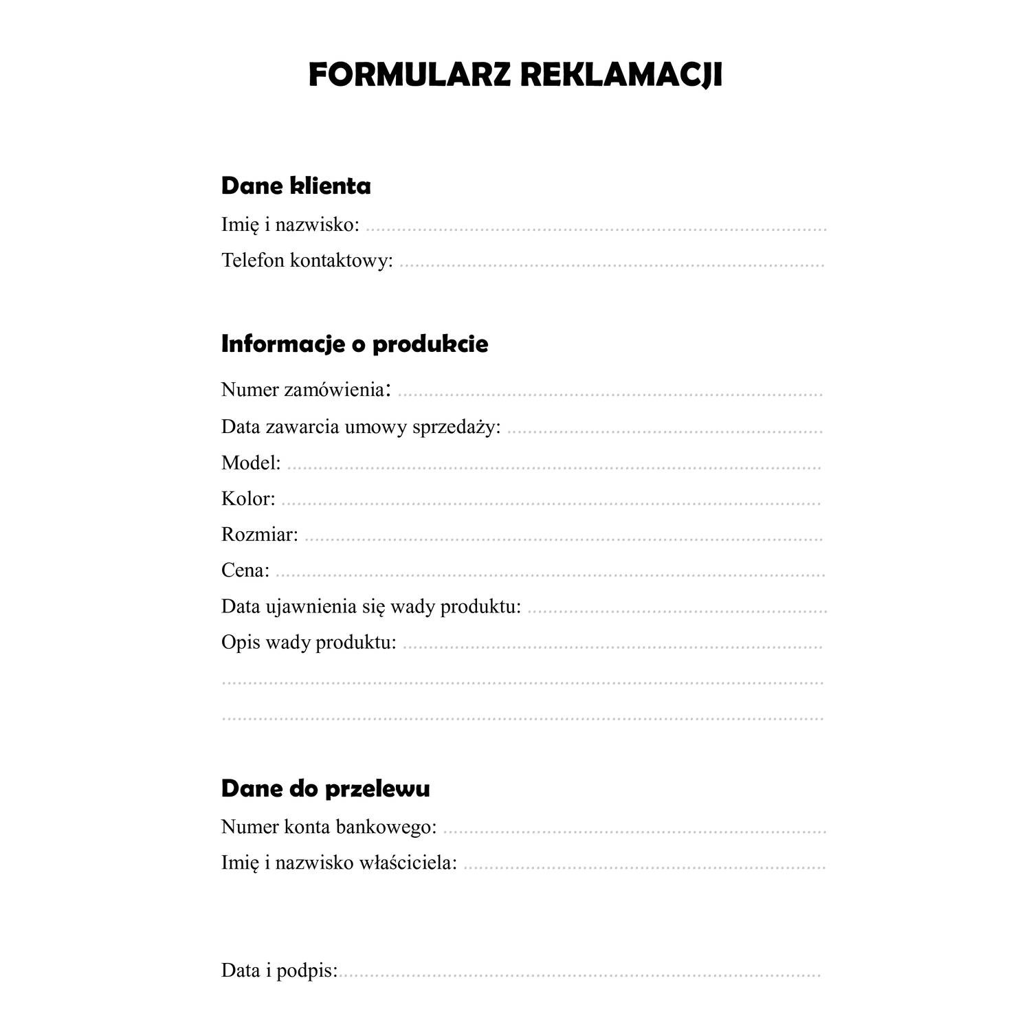 Formularz Reklamacji pdf DocDroid