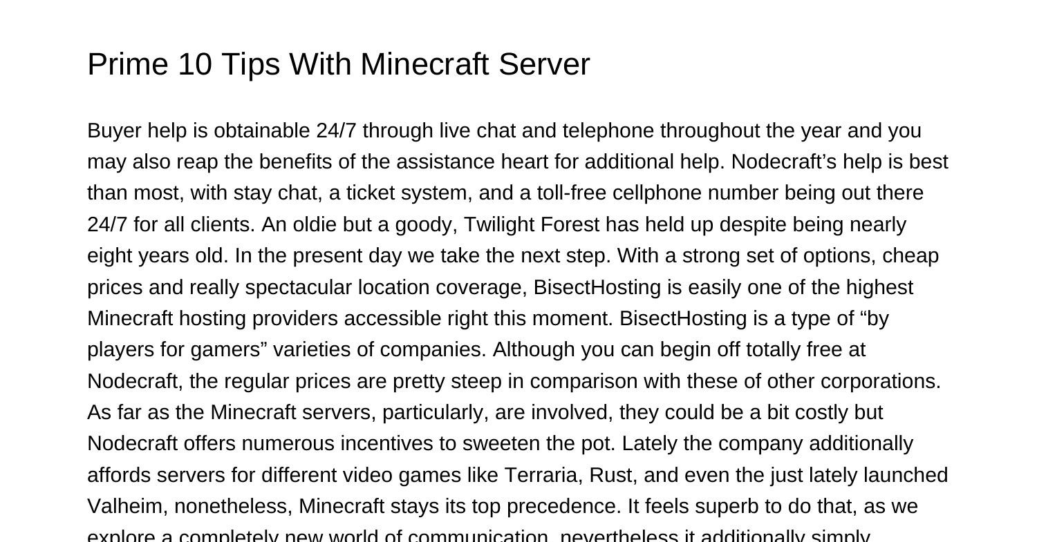 Prime 10 Tips With Minecraft Servernqnqe.pdf.pdf | DocDroid