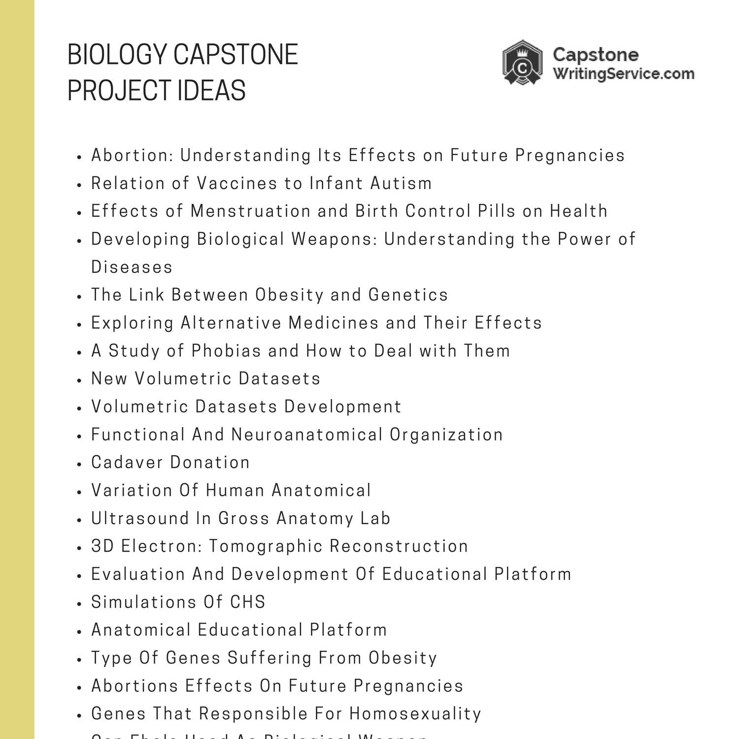 capstone project ideas for biology