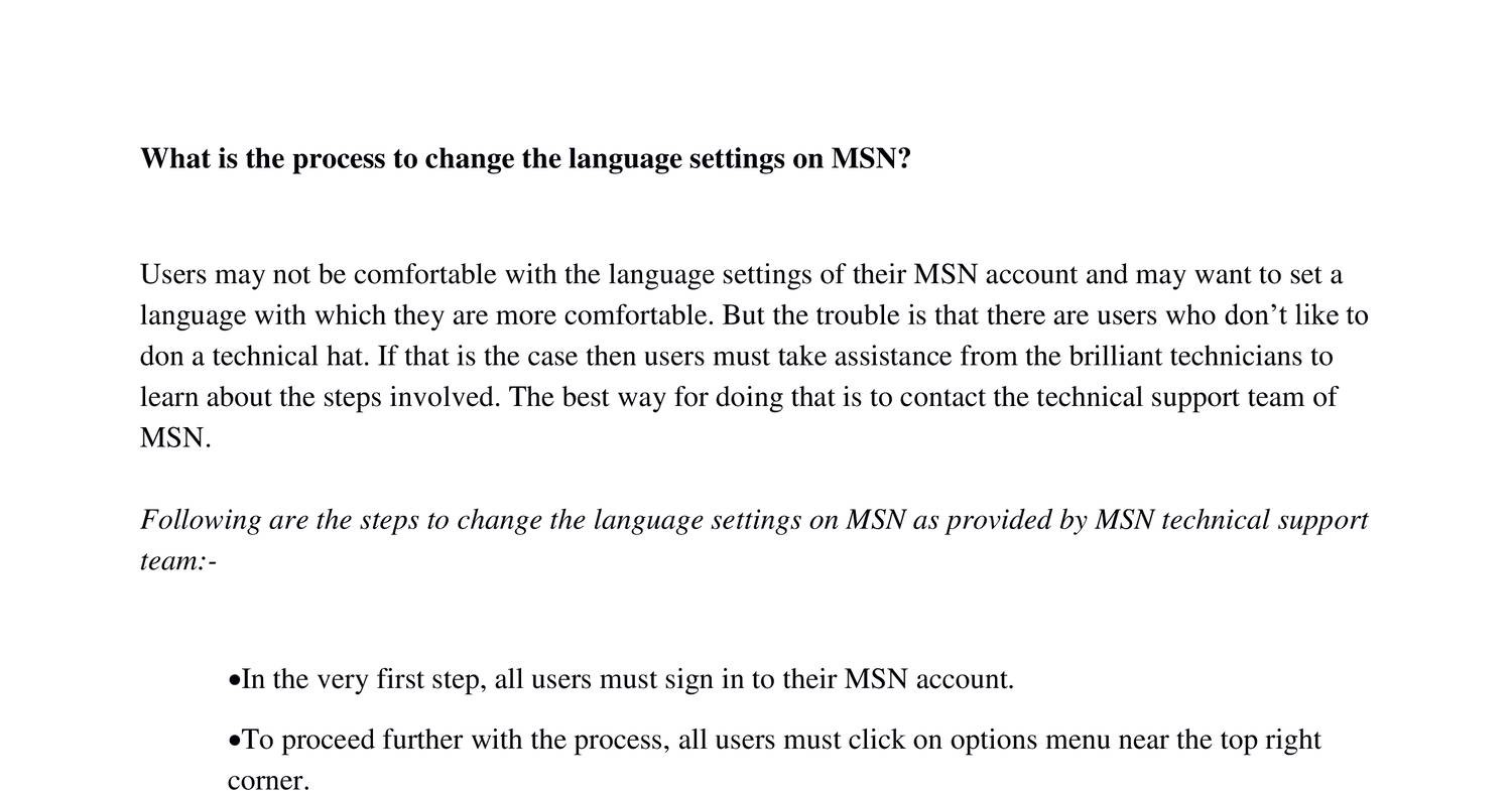 What Is The Process To Change The Language Settings On MSN docx DocDroid