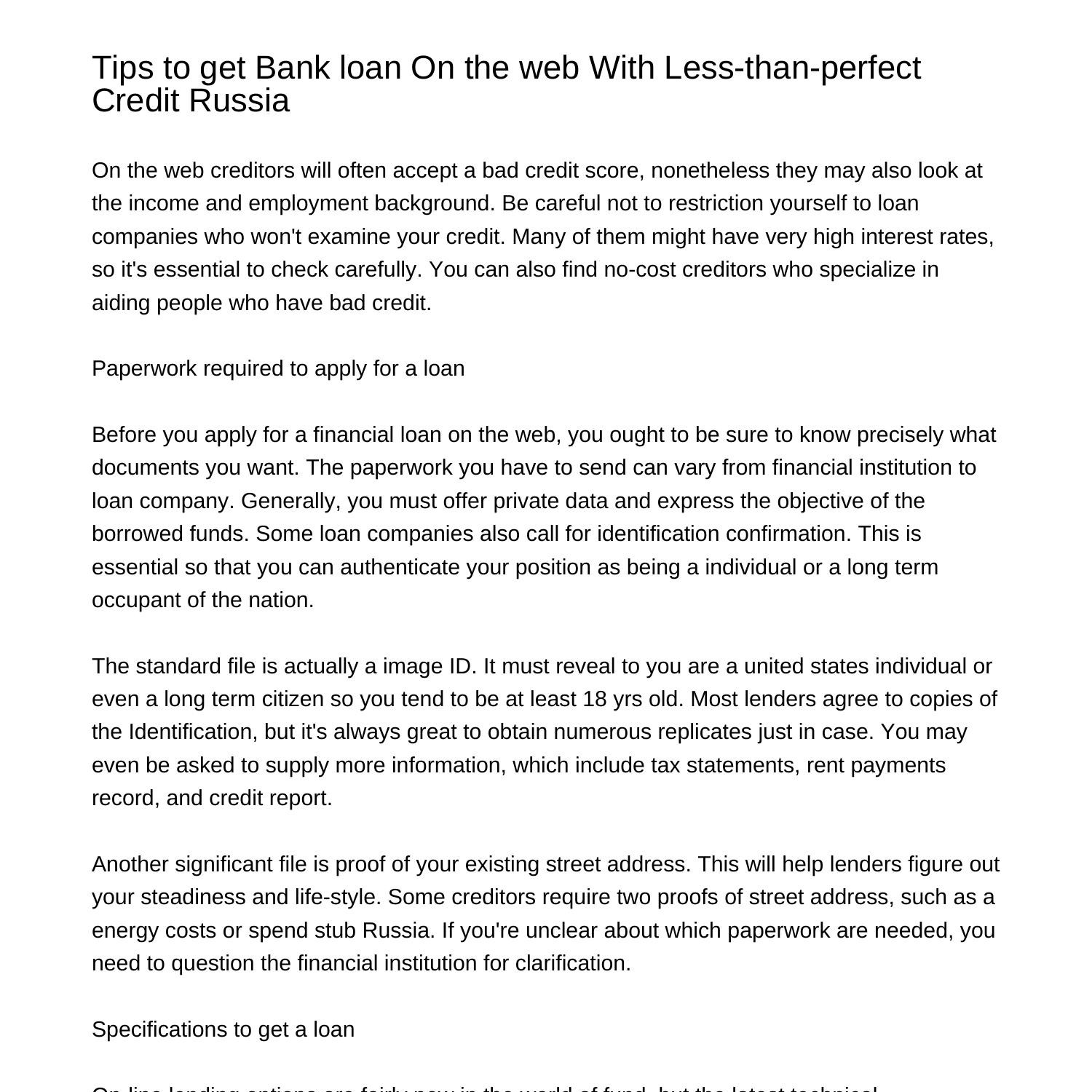 How to Get a Loan Online With Bad Credit Russian federationvgmri.pdf