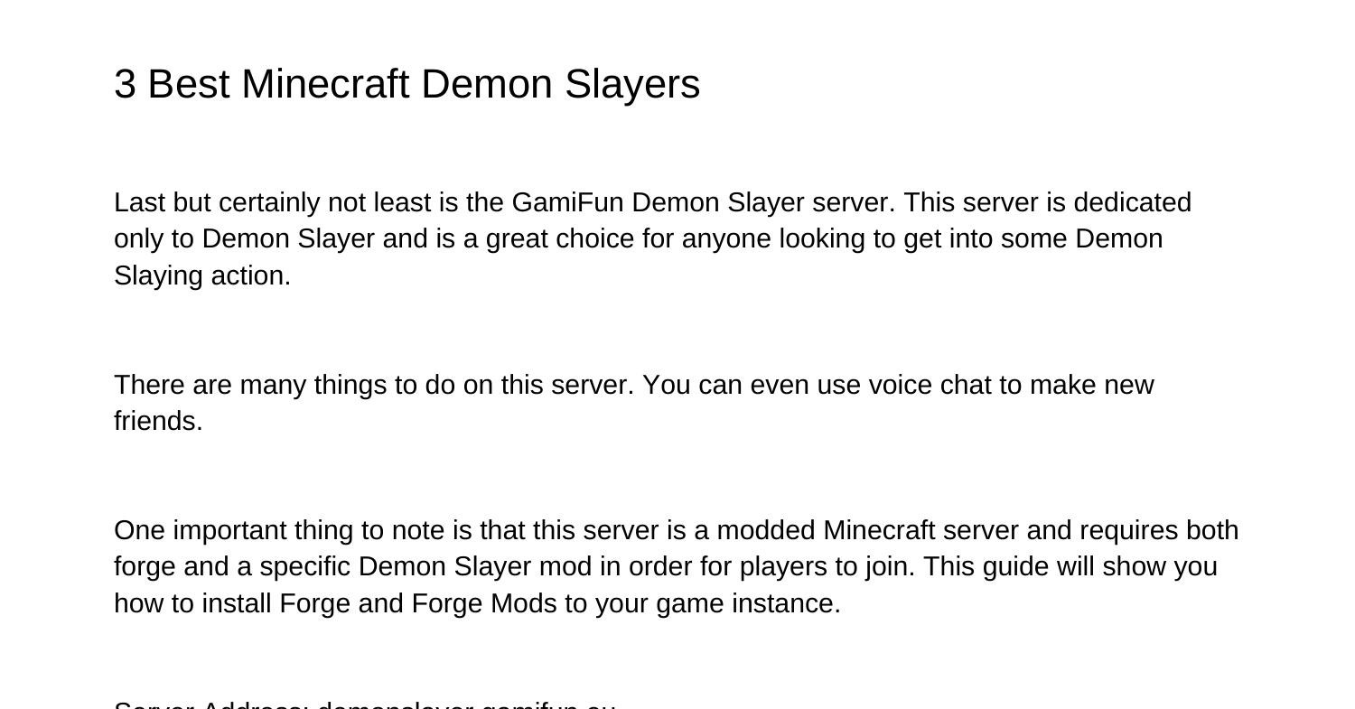 3 Best Minecraft Demon Slayer Serverseoozm.pdf.pdf | DocDroid