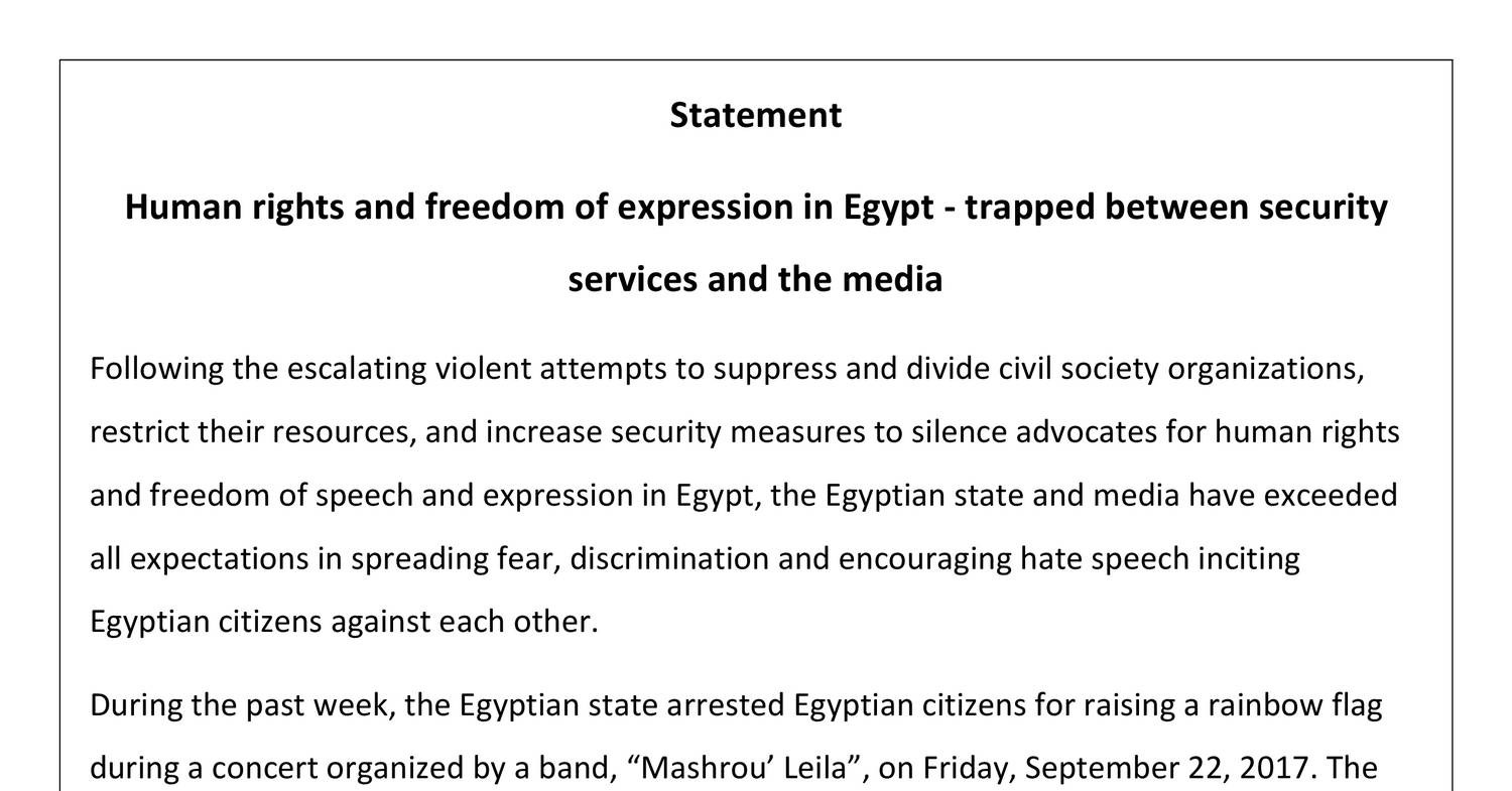 Statement Human rights and freedom of expression in Egypt trapped ...