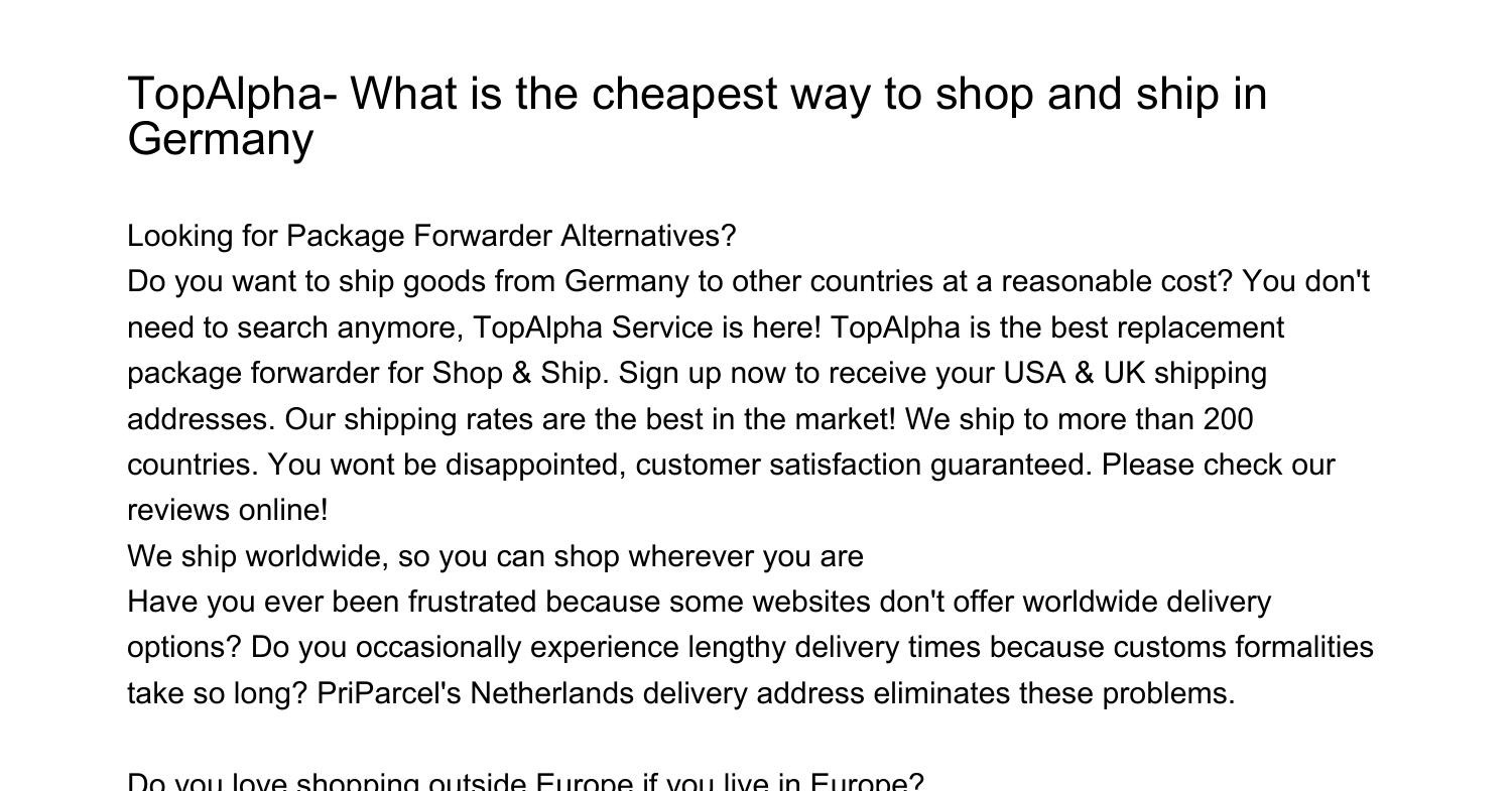 Where is the cheapest place in Germany to shop and ship with