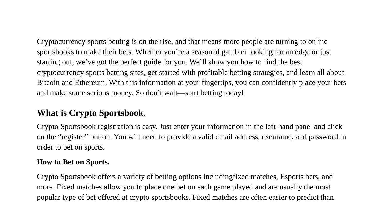 Crypto Sportsbook The ultimate guide to betting on sports.pdf | DocDroid